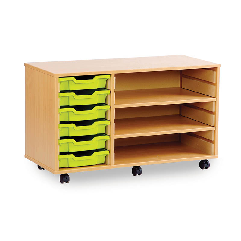6/8 Tray Wide Unit – 2 Adjustable Shelves Open