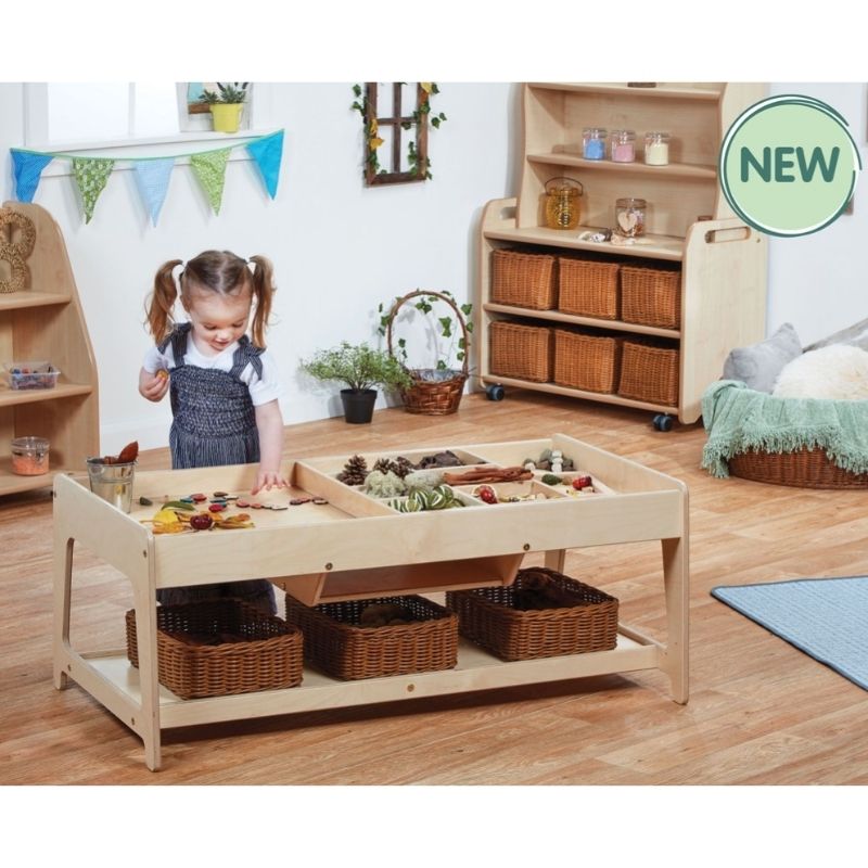 Investigate play table with baskets